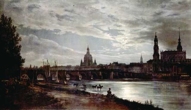 Johan Christian Clausen Dahl Blick auf Dresden bei Vollmondschein